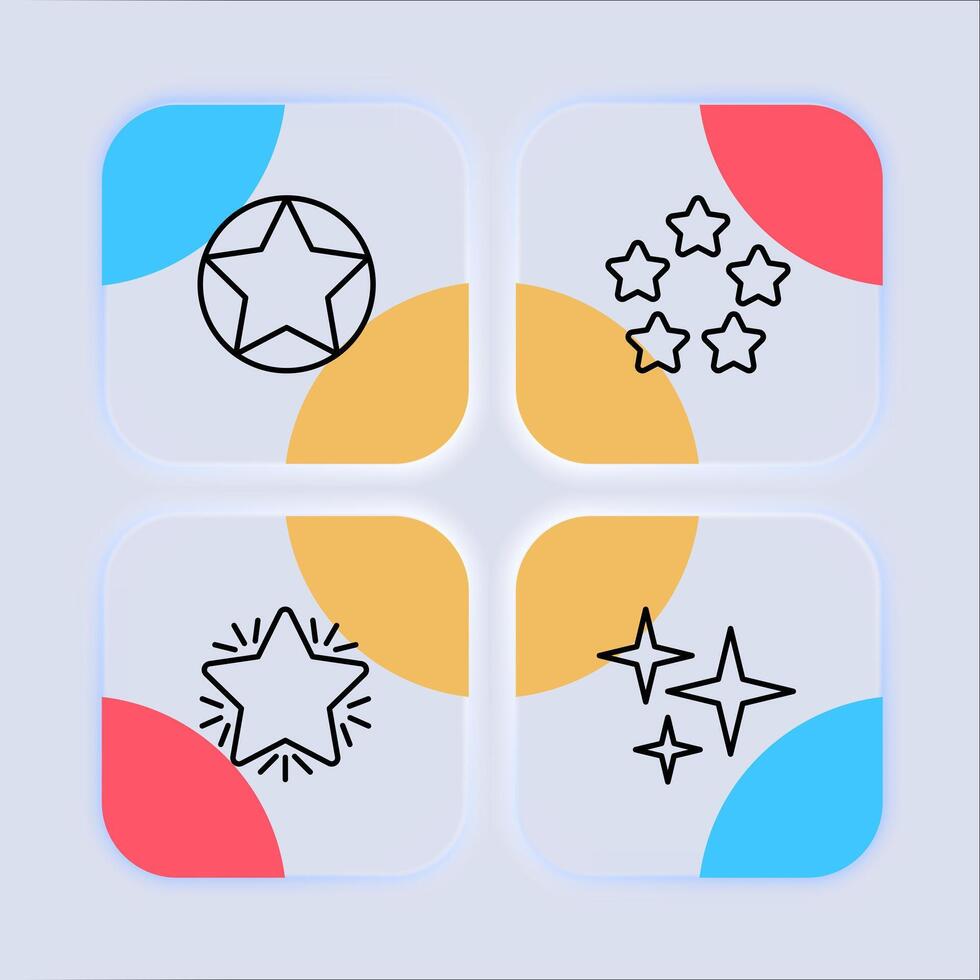 Stars icon set. Rating, favorites, olympic games, sports, liked, rating, new year, starry sky. Feedback concept. Neomorphism style. line icon for business vector