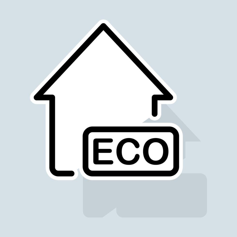 House with ECO line icon. Ecology, clean, product, nature, air, recycling, ecological, forest, greenpeace. Nature concept. sticker line icon on white background vector