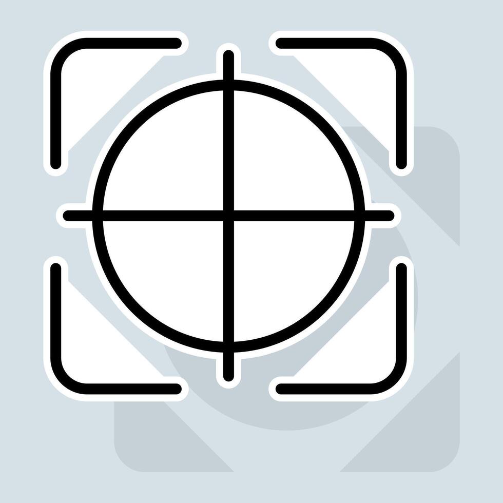Aim set icon. Weapons, shooting, target, victim, optics, zoom, collimator, war, targeted advertising. Advertising concept. sticker line icon on white background vector