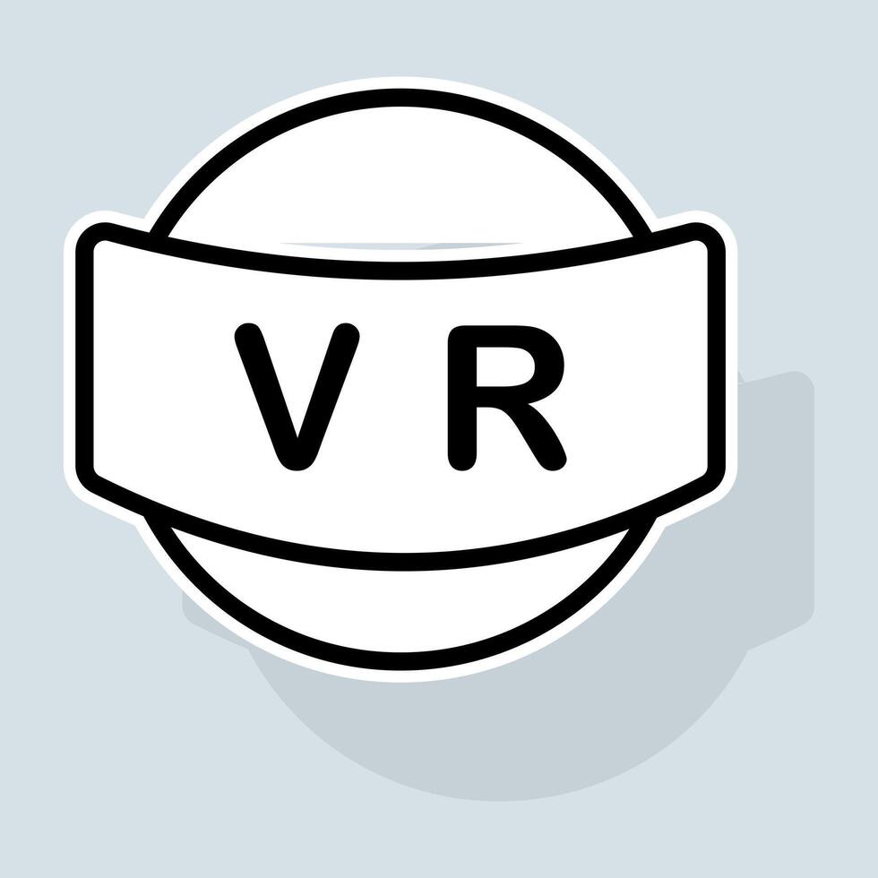VR system line icon. Glasses, headset, virtual game, virtual reality helmet, gadgets, new generation technologies. Technologies concept. sticker line icon on white background vector