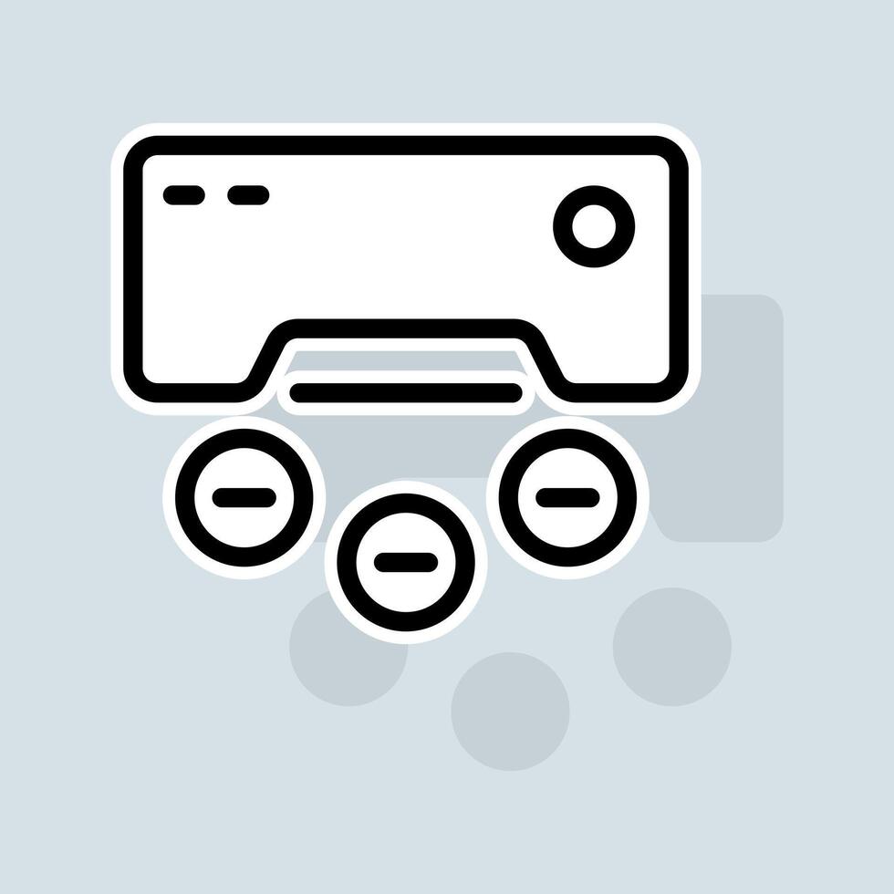 Joystick line icon. Game, control, player, gamer, steering wheel, button, game console, computer, entertainment. Gadget concept. sticker line icon on white background vector