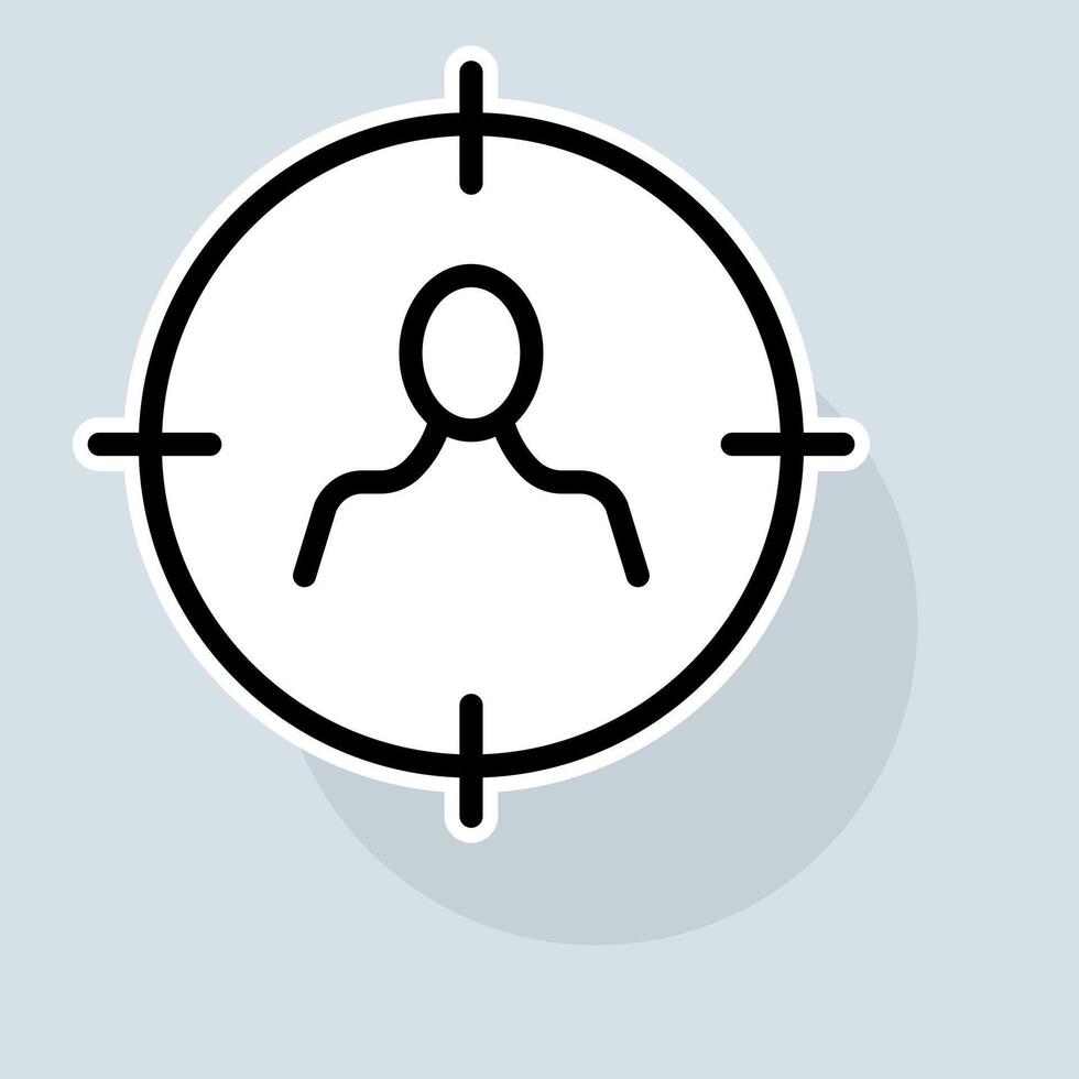 Aim line icon. Optics, zoom, weapons, shooting, target, victim, collimator, war, targeted advertising. Advertising concept. sticker line icon on white background vector