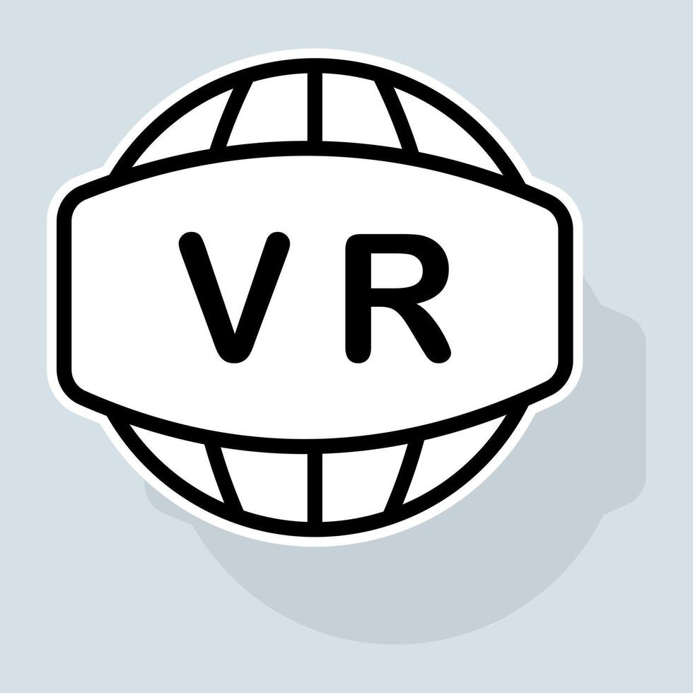 VR system line icon. Virtual game, virtual reality helmet, gadgets, new generation technologies. Technologies concept. sticker line icon on white background vector