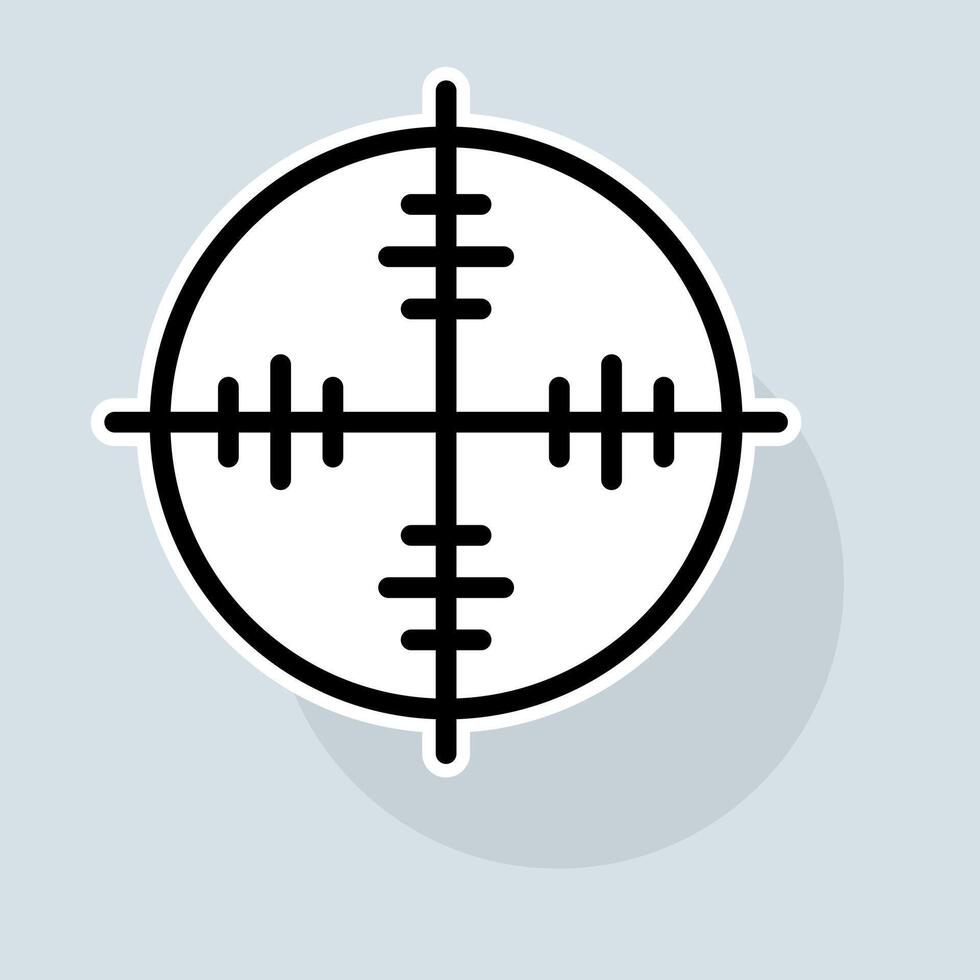 Aim line icon. Shooting, target, victim, optics, zoom, weapons, collimator, war, targeted advertising. Advertising concept. sticker line icon on white background vector