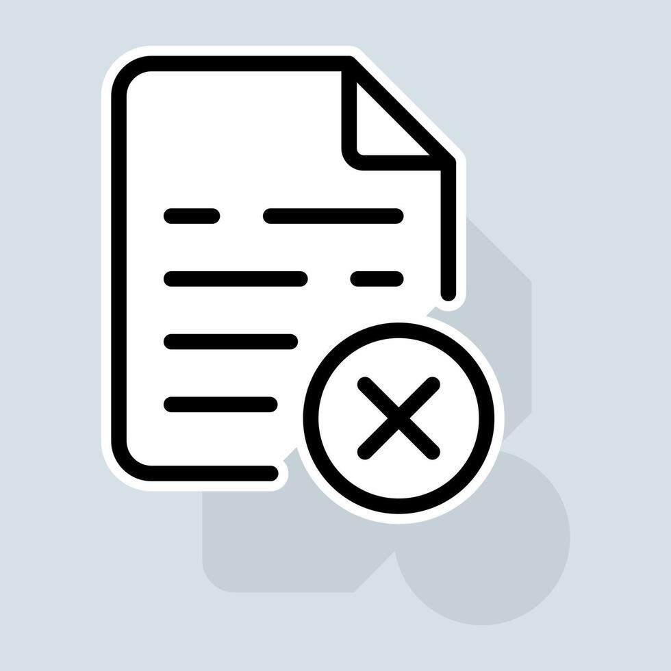 File with cross line icon. Banking protection, mail protection, personal data protection, cloud data protection, key, shield, monitor. Security concept. sticker line icon on white background vector