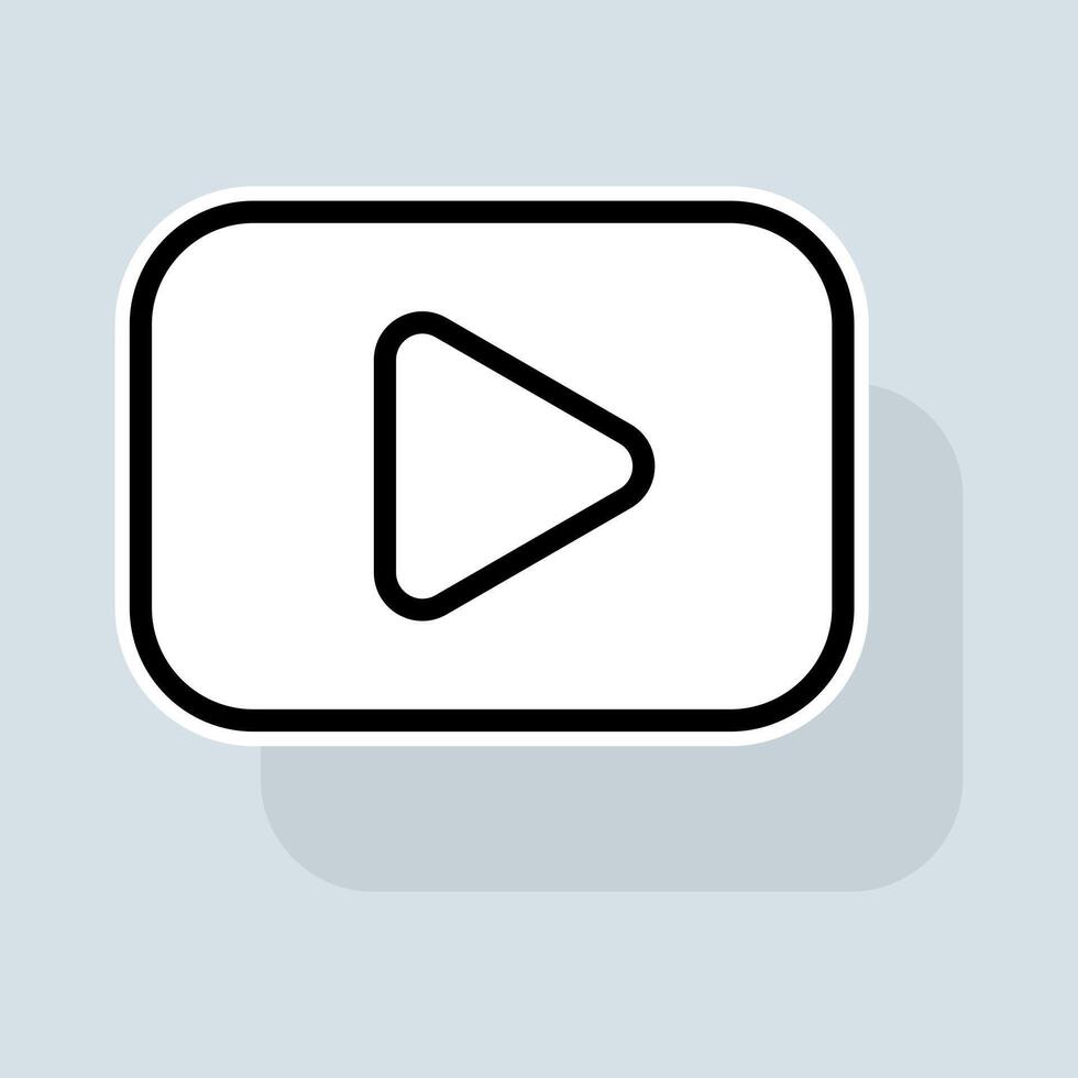 Play line icon. Start, player, watching videos, listening to music, uploading videos, popularity, player, camera. Program concept. sticker line icon on white background vector