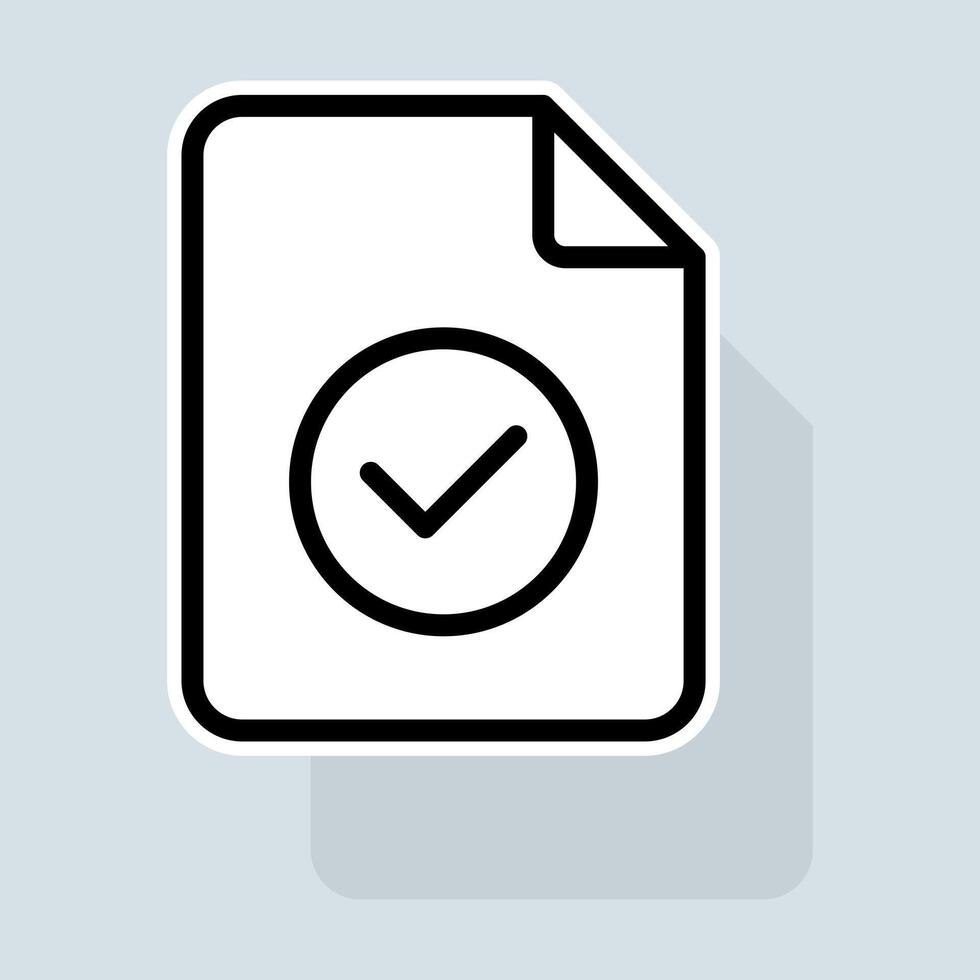 File with check mark line icon. Like, dislike, rate the service, clipboard with checkmark, rating, clipboard with thumbs up. Feedback concept. sticker line icon on white background vector