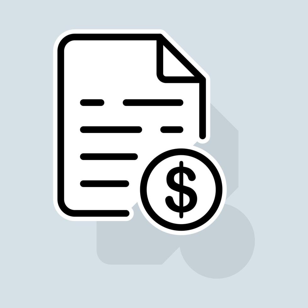 File with dollar line icon. Installment plan, mortgage, securities, documents, money, credit, contract, banking system. Banking concept. sticker line icon on white background vector