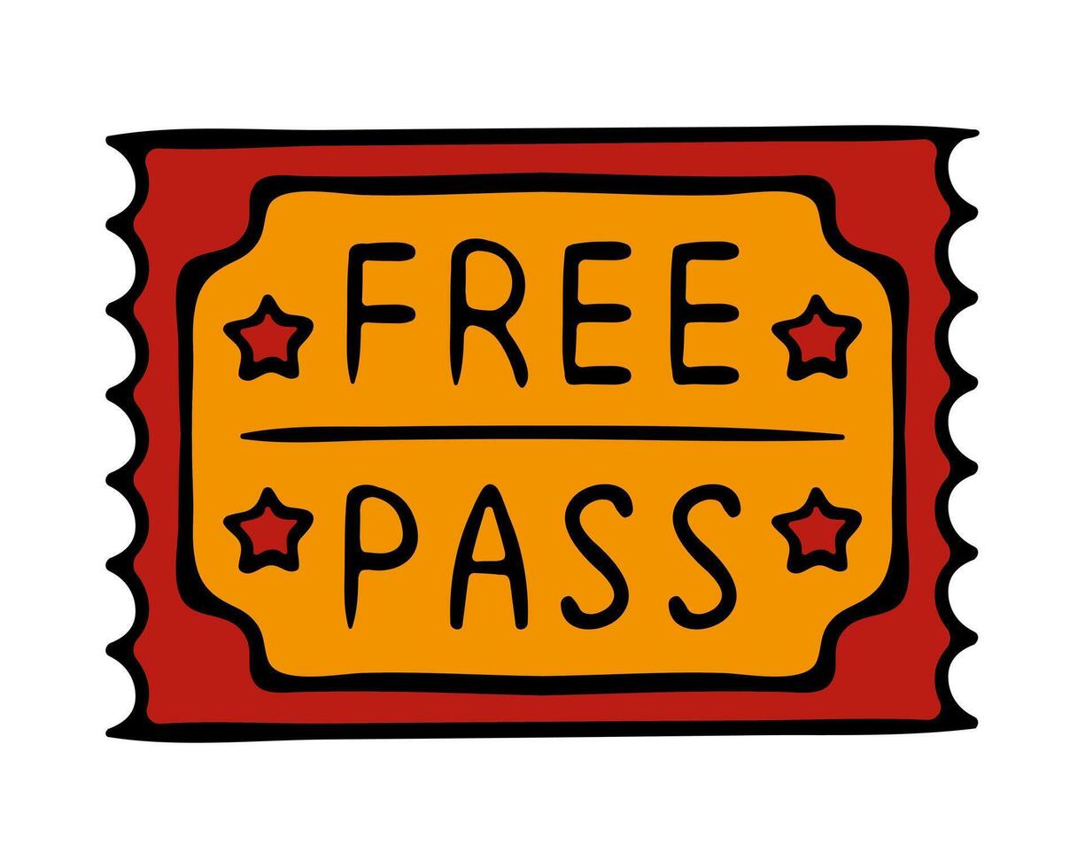 Colored free pass coupon line icon. Discount, lottery, ticket, voucher, promotion, card, theater, purchase, sample. icon for business and advertising vector