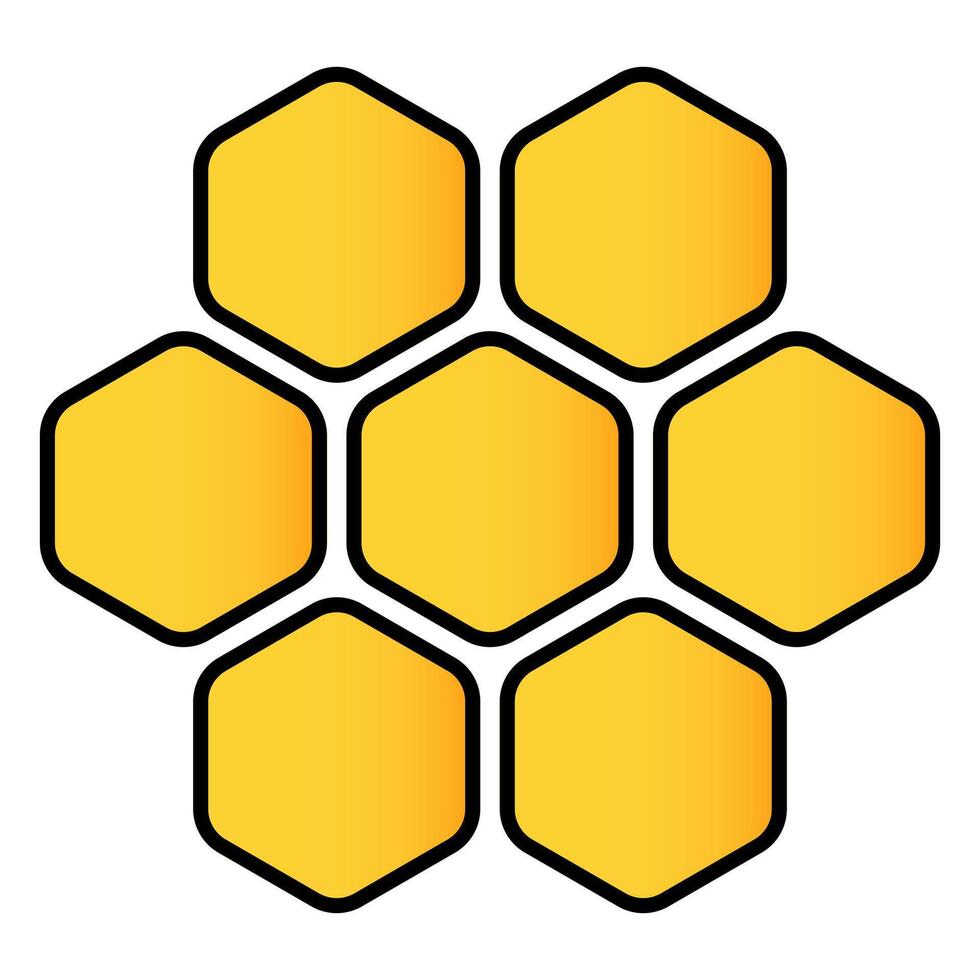 Yellow honeycomb line icon. Wax, beehive, apiary, wasps, honey, drone, sting, beekeeper, hexagon, pollen, flowers, cell. icon for business and advertising vector
