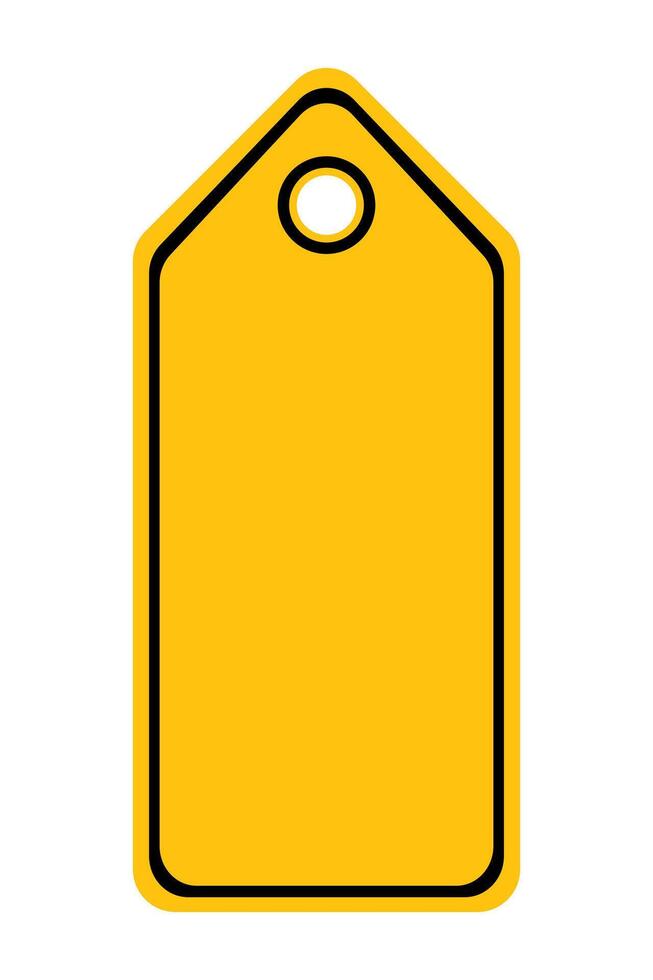 Yellow tag line icon. Label, label, number, wardrobe, size, price tag, boutique clothing. icon for business and advertising vector
