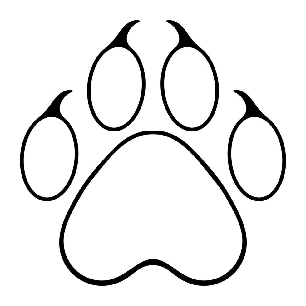 Transparent tiger paw line icon. Claws, beast, trail, animal, leg, tail, fur, pads. icon for business and advertising vector