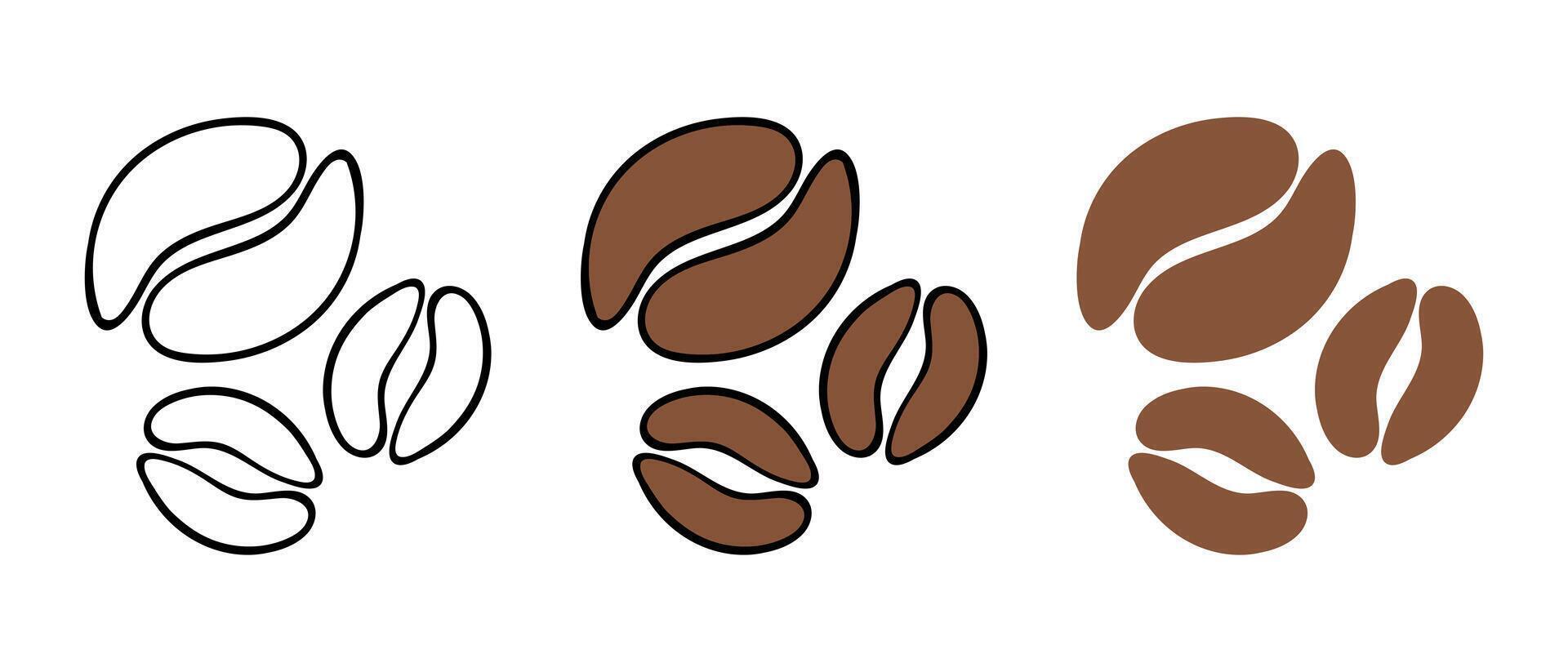 Set of coffee beans line icon. Morning, cappuccino, cup, caffeine, latte aroma, milk, sugar, cheerfulness, breakfast. icon for business and advertising vector