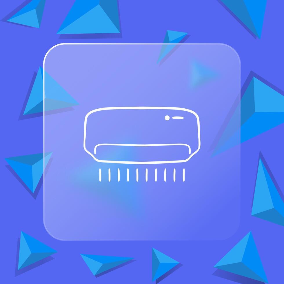 Ventilation Icon. Air conditioning, air cooling, climate control, comfortable temperature. Glassmorphism style. line icon vector