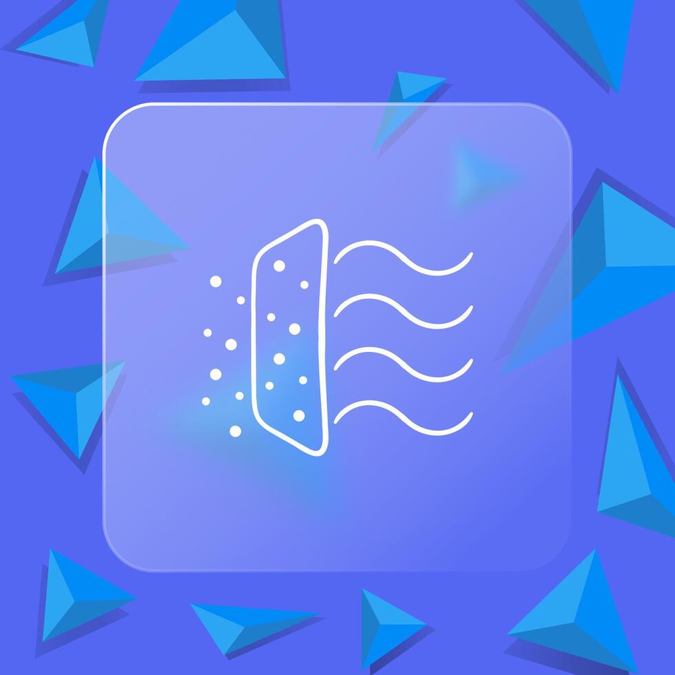Ventilation Icon. Air circulation, fresh air, indoor air quality, HVAC system, airflow, ventilation system. Glassmorphism style. line icon vector
