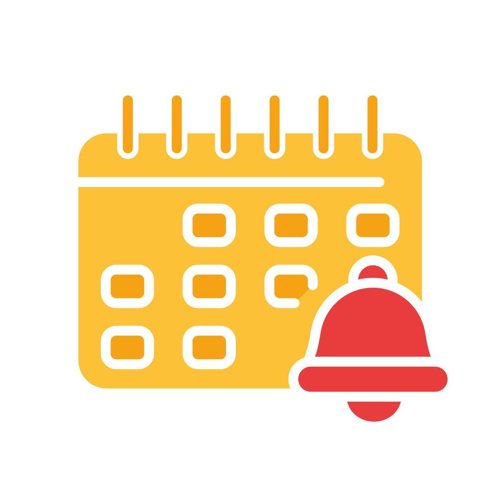 Calendar with bell line icon. Commemorative date, reminder, holiday, month, year, schedule. colored icon on a white background for business vector