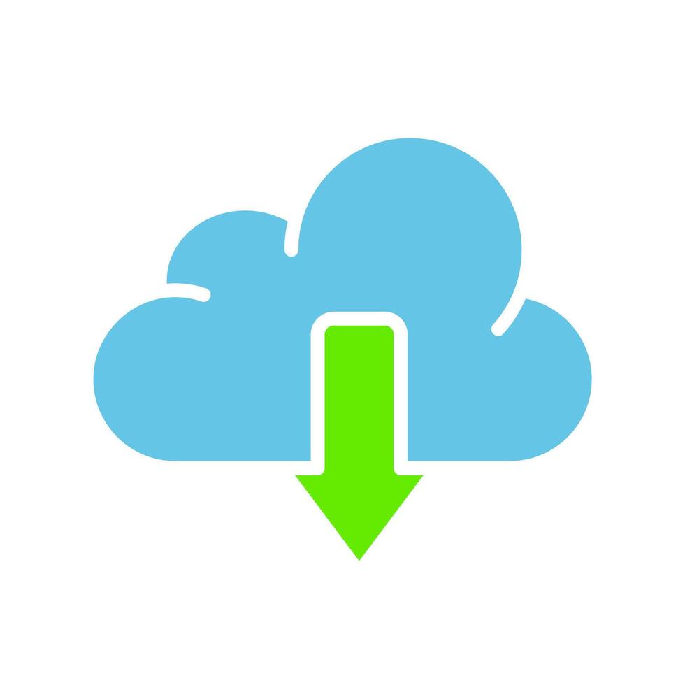 Cloud save with data upload line icon. Arrow, download speed, server, data transfer, storage. colored icon on a white background for business vector