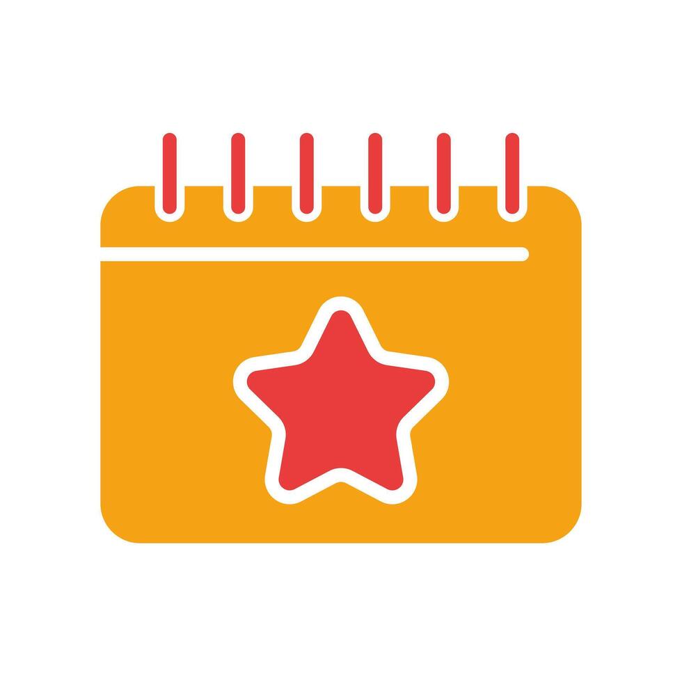 Calendar with star line icon. Favorites, rating, holiday, day off, planning, month, year, schedule. colored icon on a white background for business vector