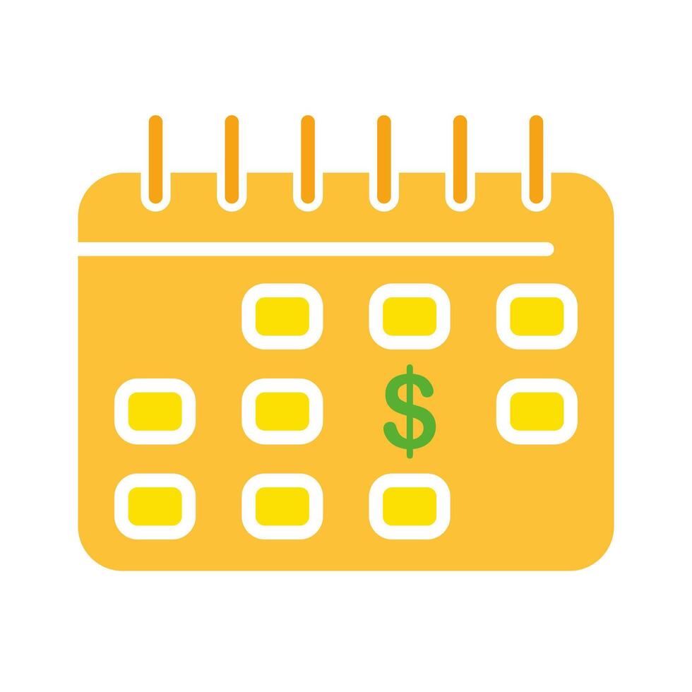 Calendar with dollar line icon. Date, day, month, holiday, day, event, schedule. colored icon on a white background for business vector