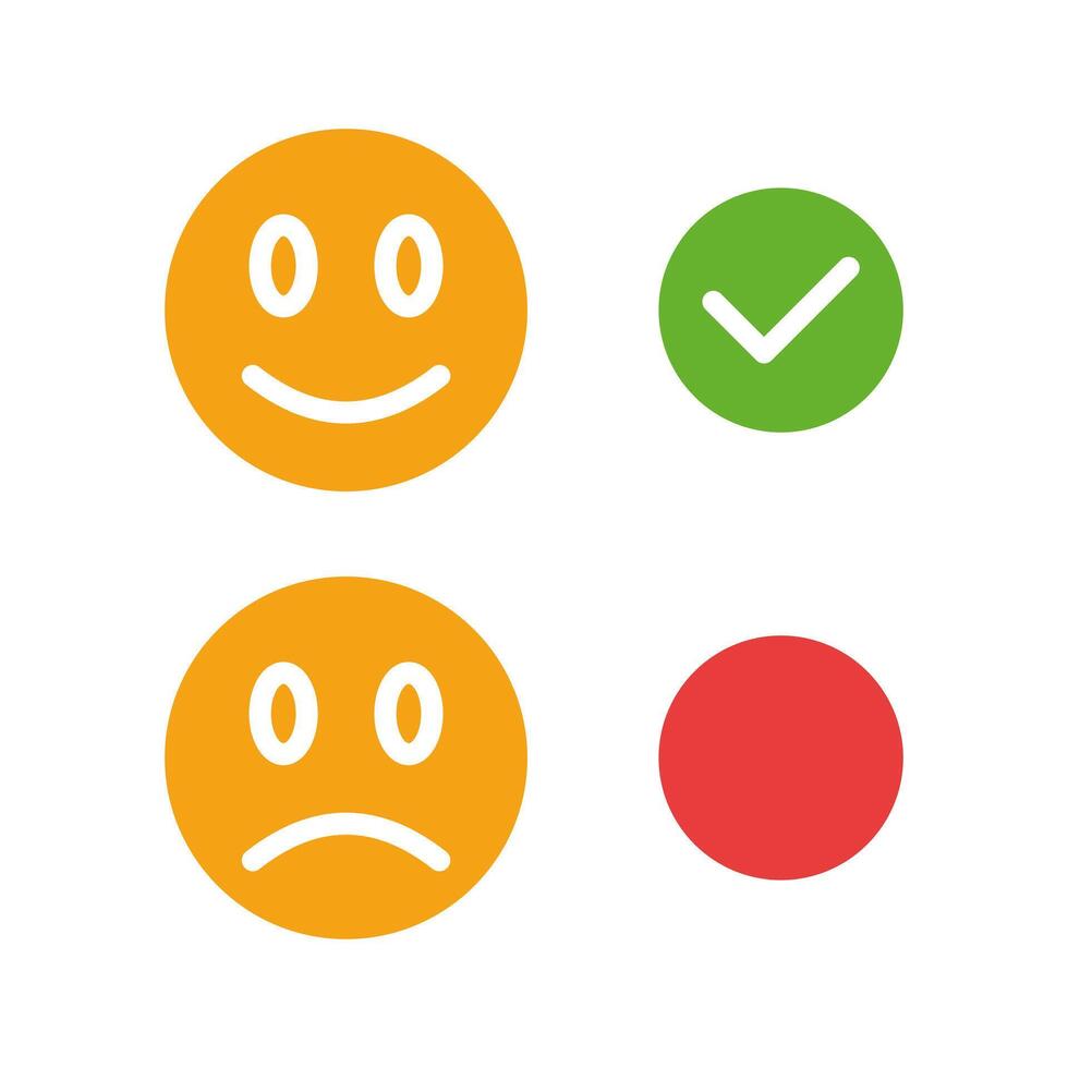 Emotional state line icon. Happy, sad, choice, checkmark, feedback, emoji. colored icon on a white background for business vector