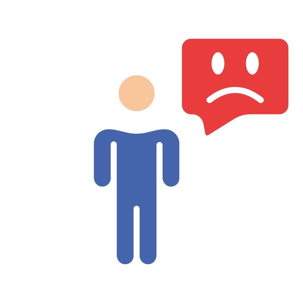 Emotional state line icon. Sad man, depression, bad mood, mental problems. colored icon on a white background for business vector