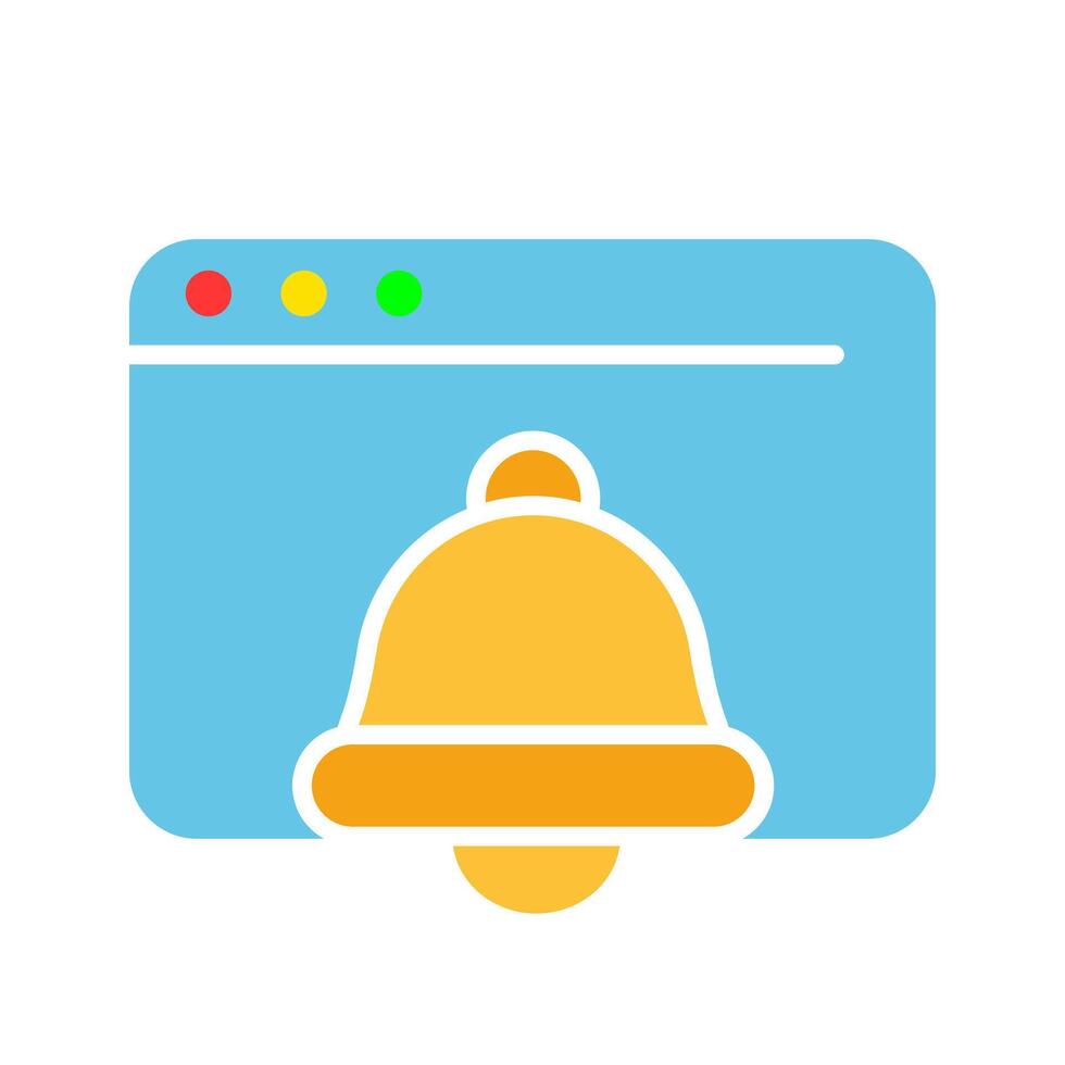 Website with bell line icon. Reminder, alarm clock, web design, internet, world wide web. colored icon on a white background for business vector