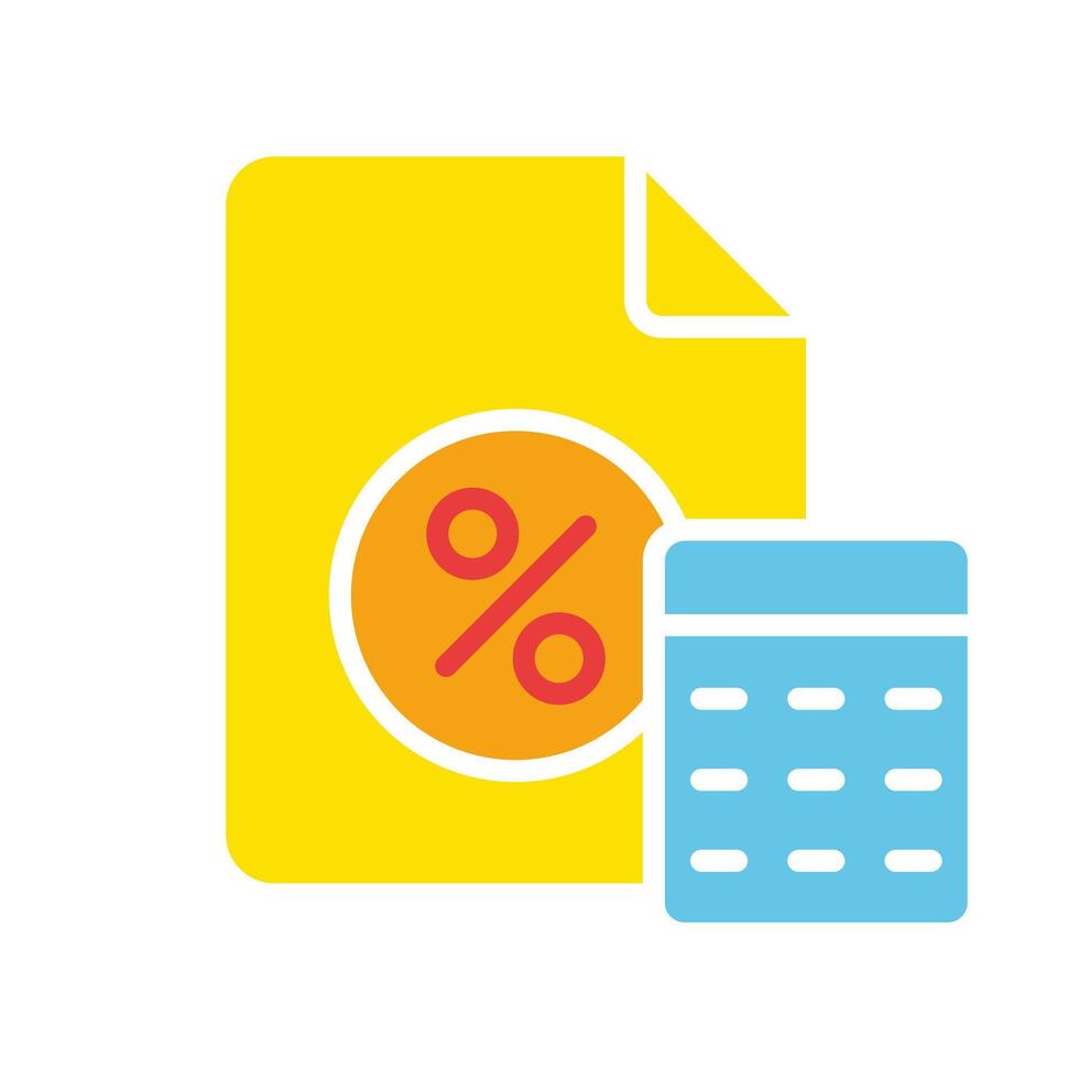 File with percent and calendar line icon. Organizer, data transfer, information, program, computer. colored icon on a white background for business vector