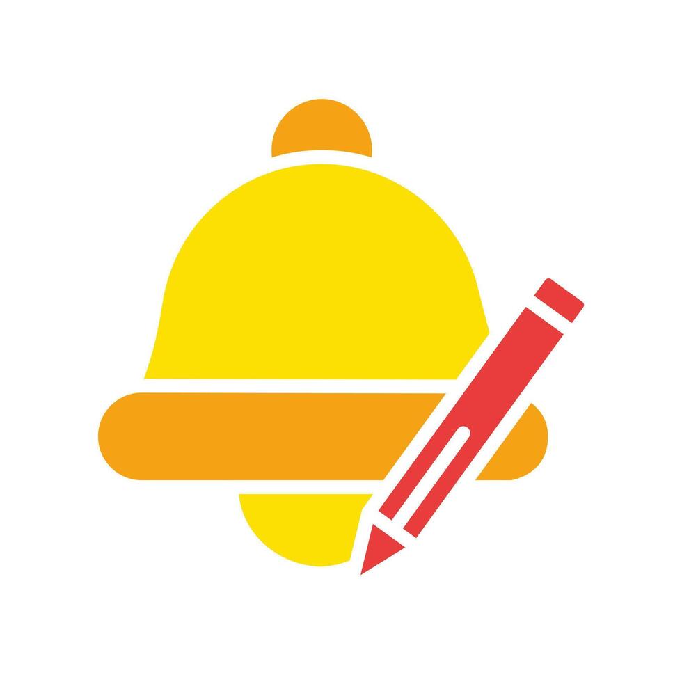 Bell with pencil line icon. Notebook, timer, organizer, application, alarm clock, reminder, sound, ringing. colored icon on a white background for business vector