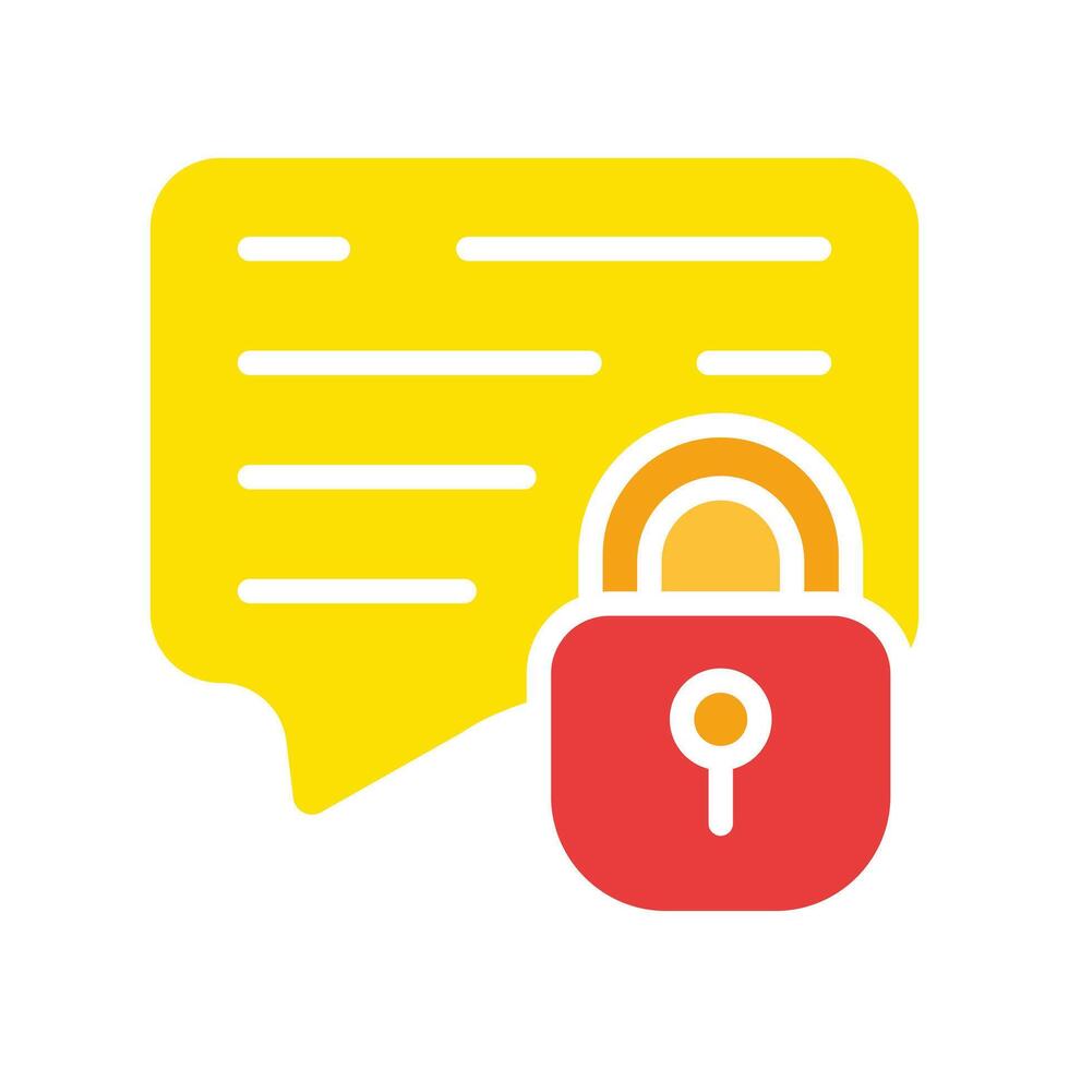 Speech bubble with a lock. Private messages, top secret, personal data protection, security system, encryption, chat, text, letter, email, communication. Colorful icon on white background vector