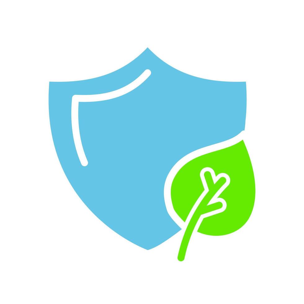 Shield with leaf. Protect the environment from pollution, save the ecology, environmentally friendly product, organic, leaves, plants, eco. Colorful icon on white background vector
