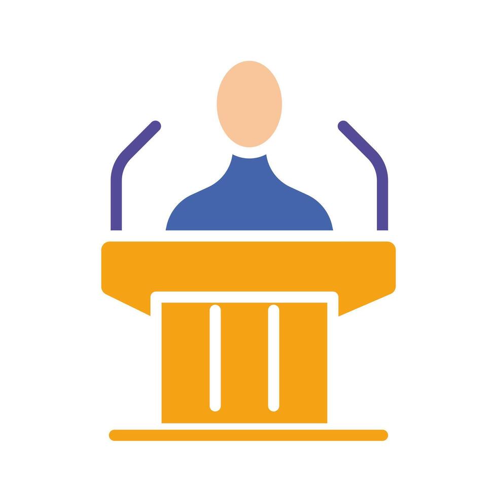 Man giving a speech to the public line icon. Speech, politics, presidential candidate, deputy. colored icon on a white background for business vector