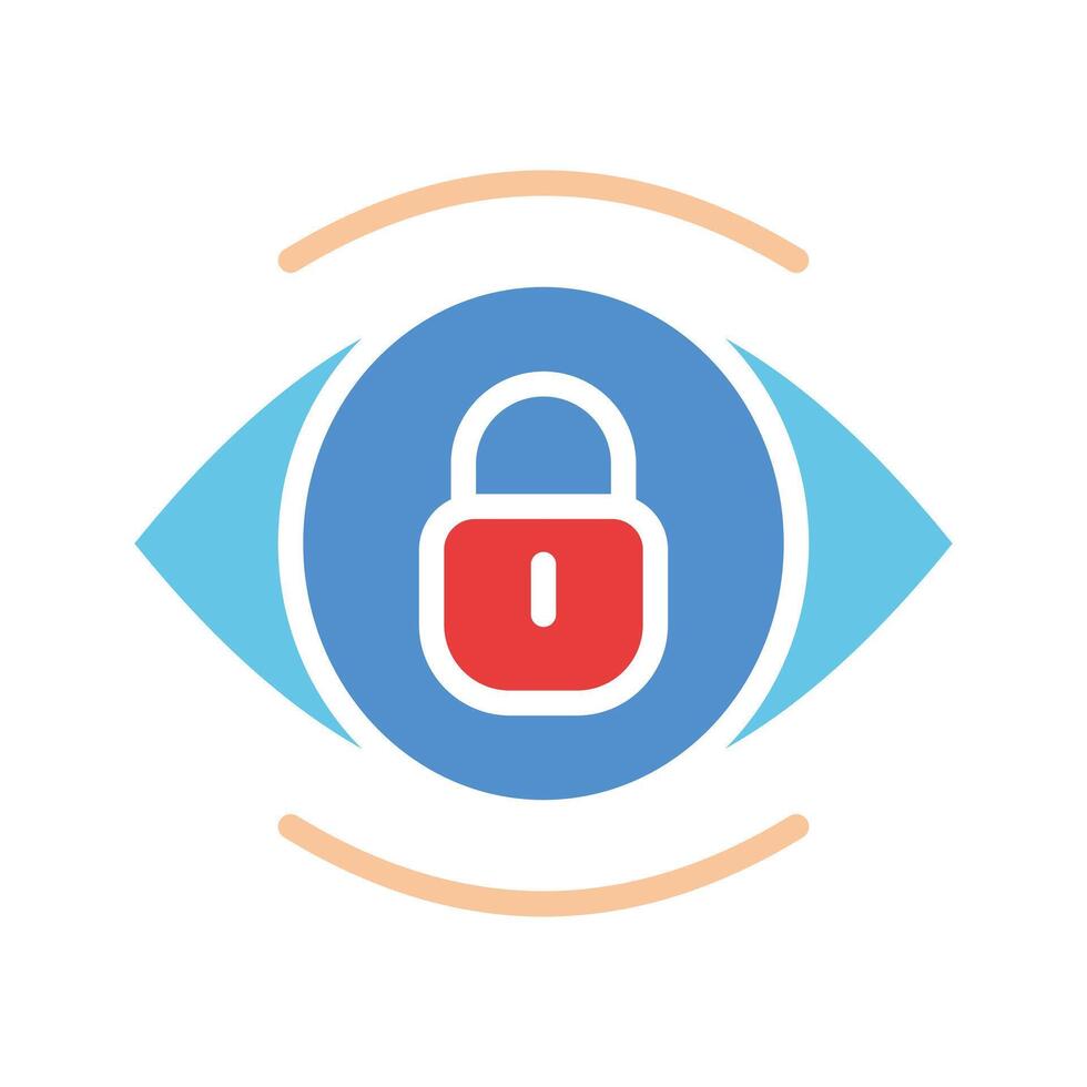 Eye with a lock. Prohibited access, hidden, personal data protection, unauthorized, antivirus, anti-hacking, identity confirmation, classified information. Colorful icon on white background vector