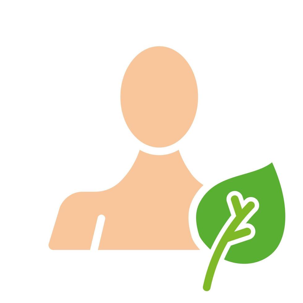 Man with a leaf. Eco friendly, take care about ecology, save the environment, vegan, vegetarian, plant, herbs, greens, biodegradable materials, zero waste. Colorful icon on white background vector