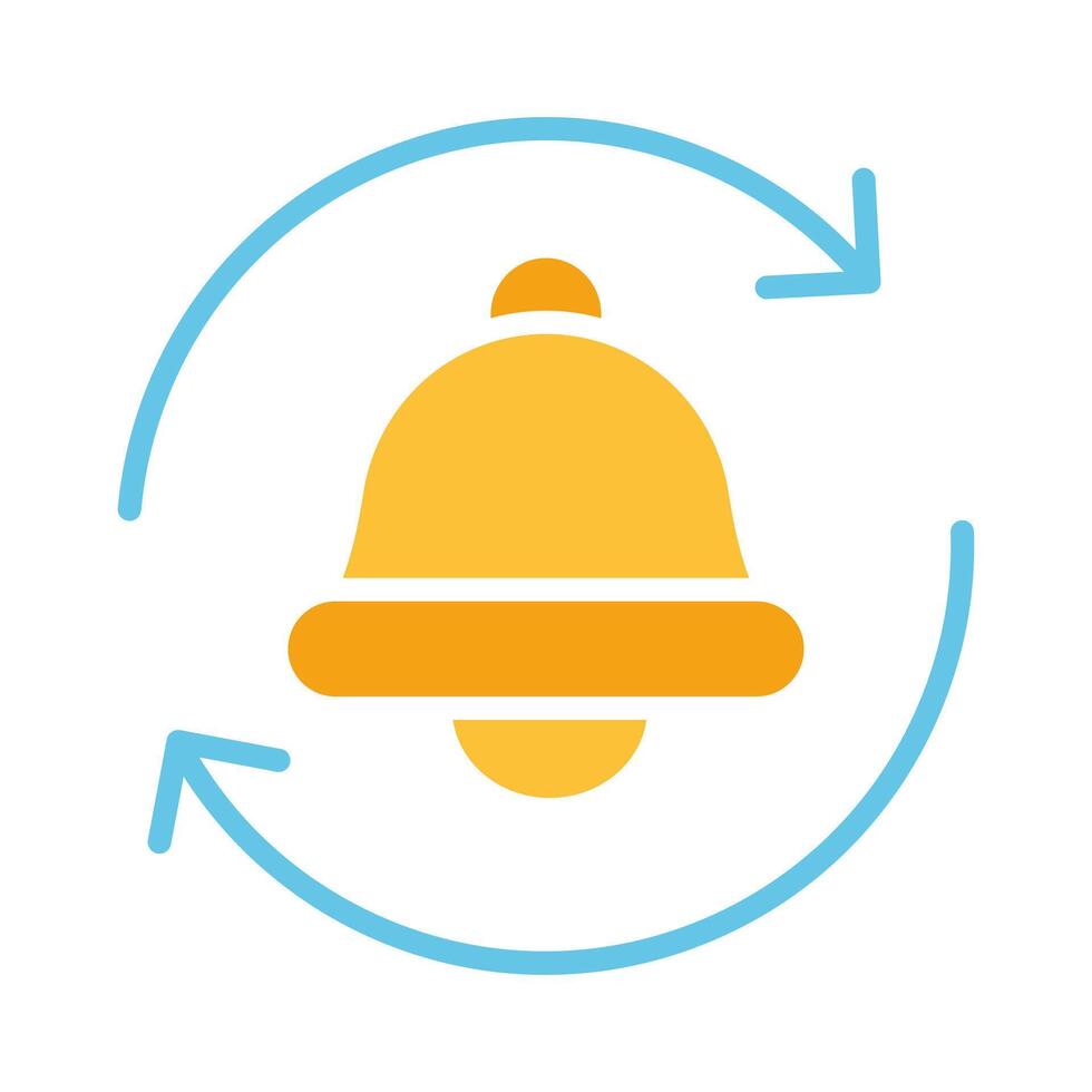 Bell with circular arrows. Message, notification sound, ringtone, call, melody, reminder, alarm, signal, silent mode, settings, adjust, ring, incoming. Colorful icon on white background vector