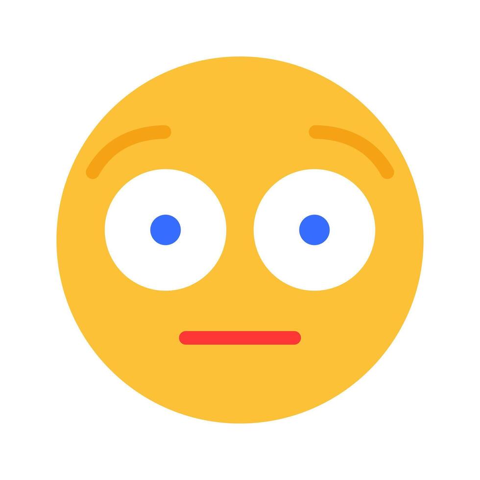 Shocked emoticon. Express emotions, online communication, message, texting, shock, surprise, horror, scared, confused, eyes wide open, stun, speechless. Colorful icon on white background vector
