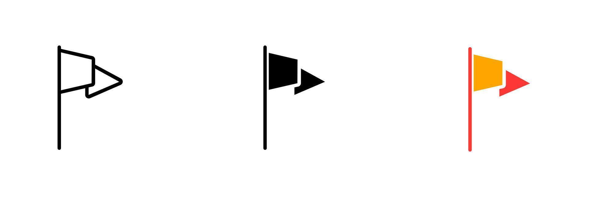 Flag. Red flag, achievement, destination, strategy, target, career path, targeting, achieve. set icon in line, black and colorful styles isolated on white background vector
