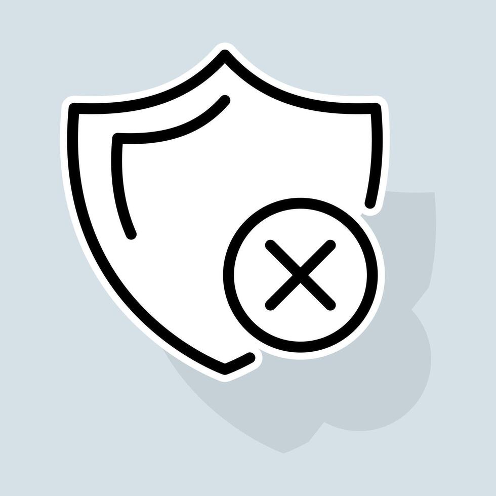 Shild with cross line icon. Banking protection, mail protection, personal data protection, cloud data protection, key, shield, monitor. Security concept. sticker line icon on white background vector