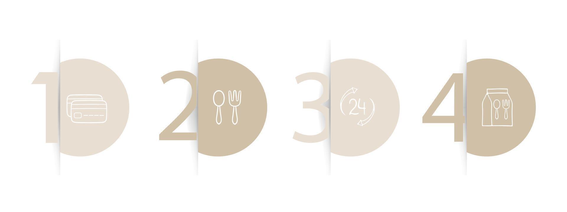 Set of icons representing fast food delivery. Quick, convenient, food delivery, icons, set, restaurant. Pastel color background. line icon vector