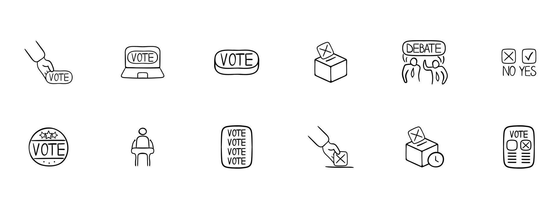 Set of icons representing voting and elections. Democracy, ballot, icons, set, election, vote. Neomorphism style. line icon vector