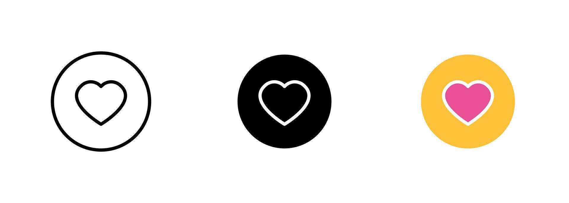 A red heart-shaped target with crosshairs centered on it, representing the focus and precision required when aiming for the heart. set of icons in line, black and colorful styles isolated. vector