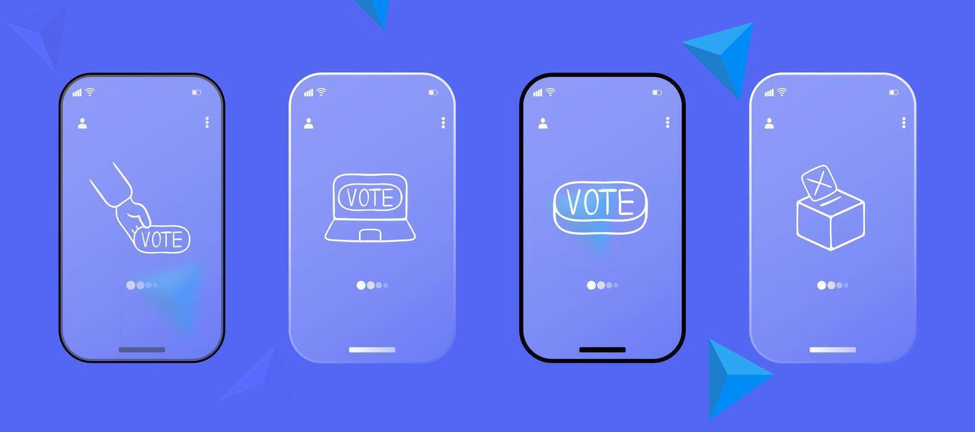 Voting line icon. Elections, ballot, candidate, deputy, president, every voice must be heard. Glassmorphism style. Ui phone app vector