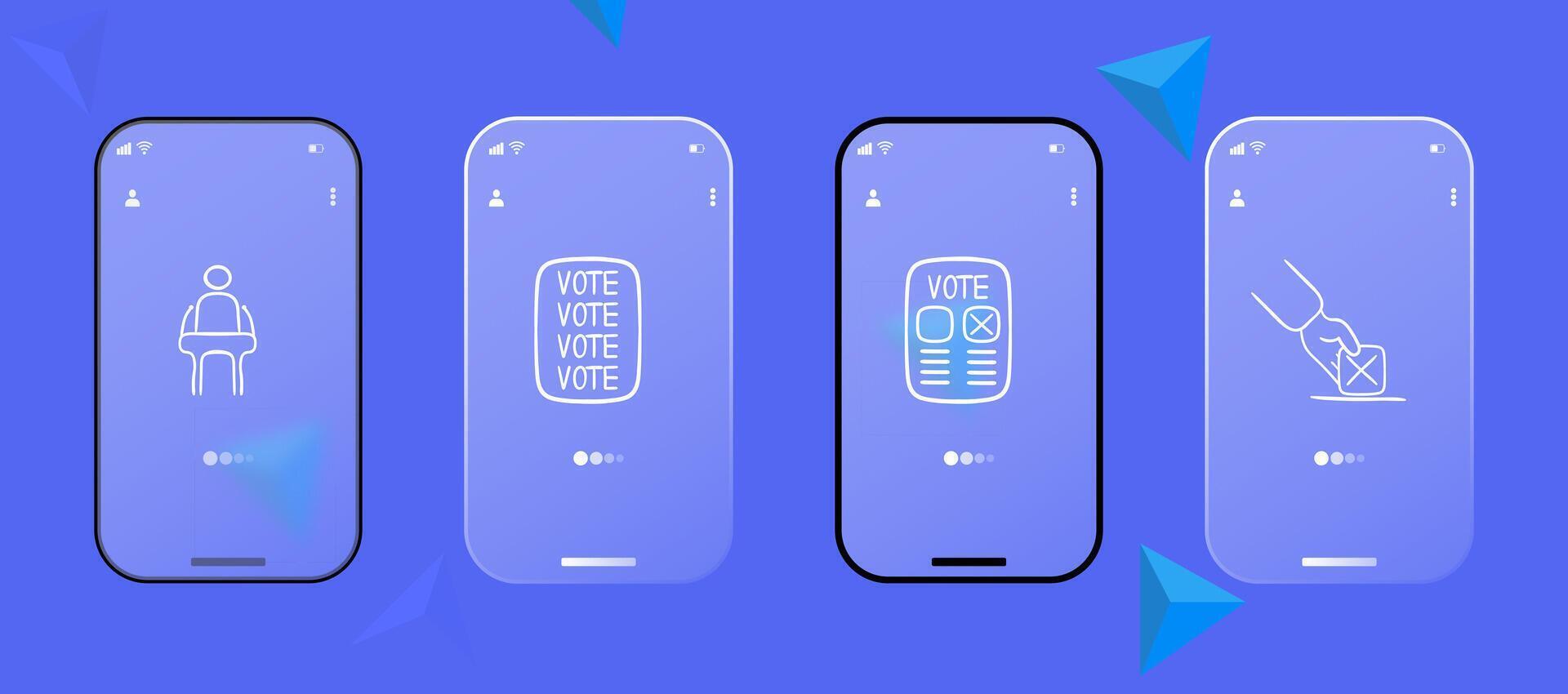 Voting line icon. Elections, ballot, candidate, deputy, president, every voice must be heard. Glassmorphism style. Ui phone app vector