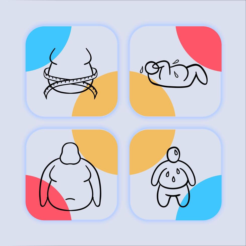 Obesity problem line icon. Water, scales, fat, Overweight, cardiovascular disease. Neomorphism style. line icon vector