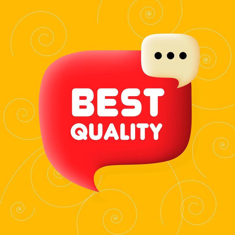 Best quality banner. Speech bubble with Best quality text. Business concept. 3d illustration. Spiral background. line icon for business vector
