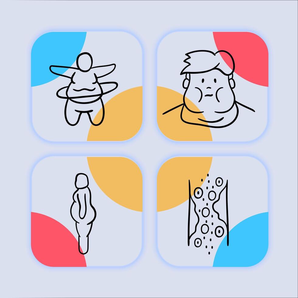 Overweight line icon. Diet, scales, fast food, obesity, fat, cellulite, weight loss. Neomorphism style. line icon vector