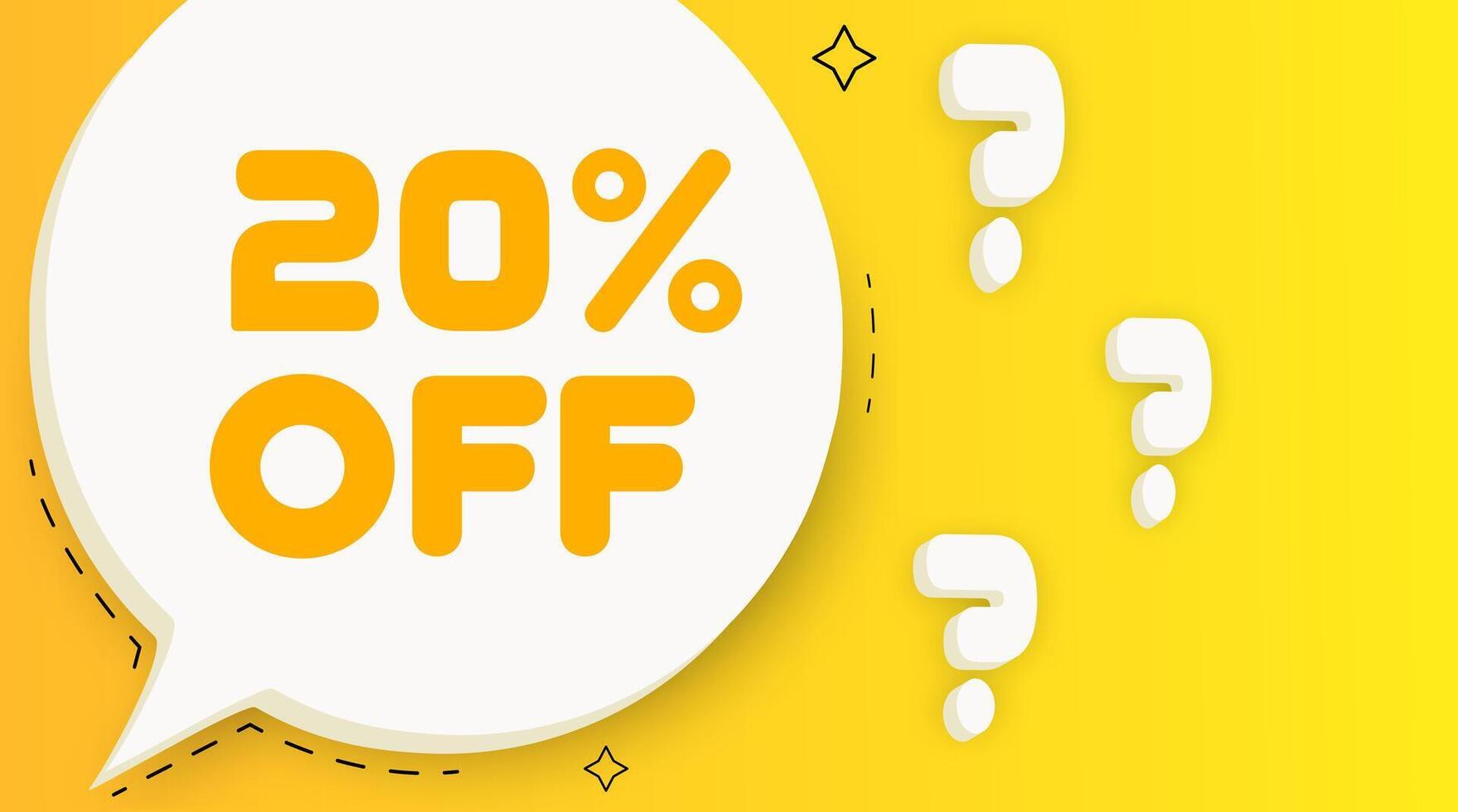 20 off banner. Speech bubble with 20 off text. Business concept. 2d illustration. Pop art style. line icon for Business vector
