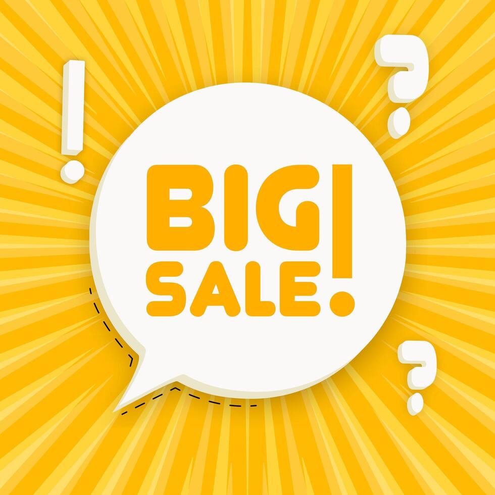 Big sale banner. Speech bubble with Big sale text. Business concept. 3d illustration. Pop art style. line icon for Business vector