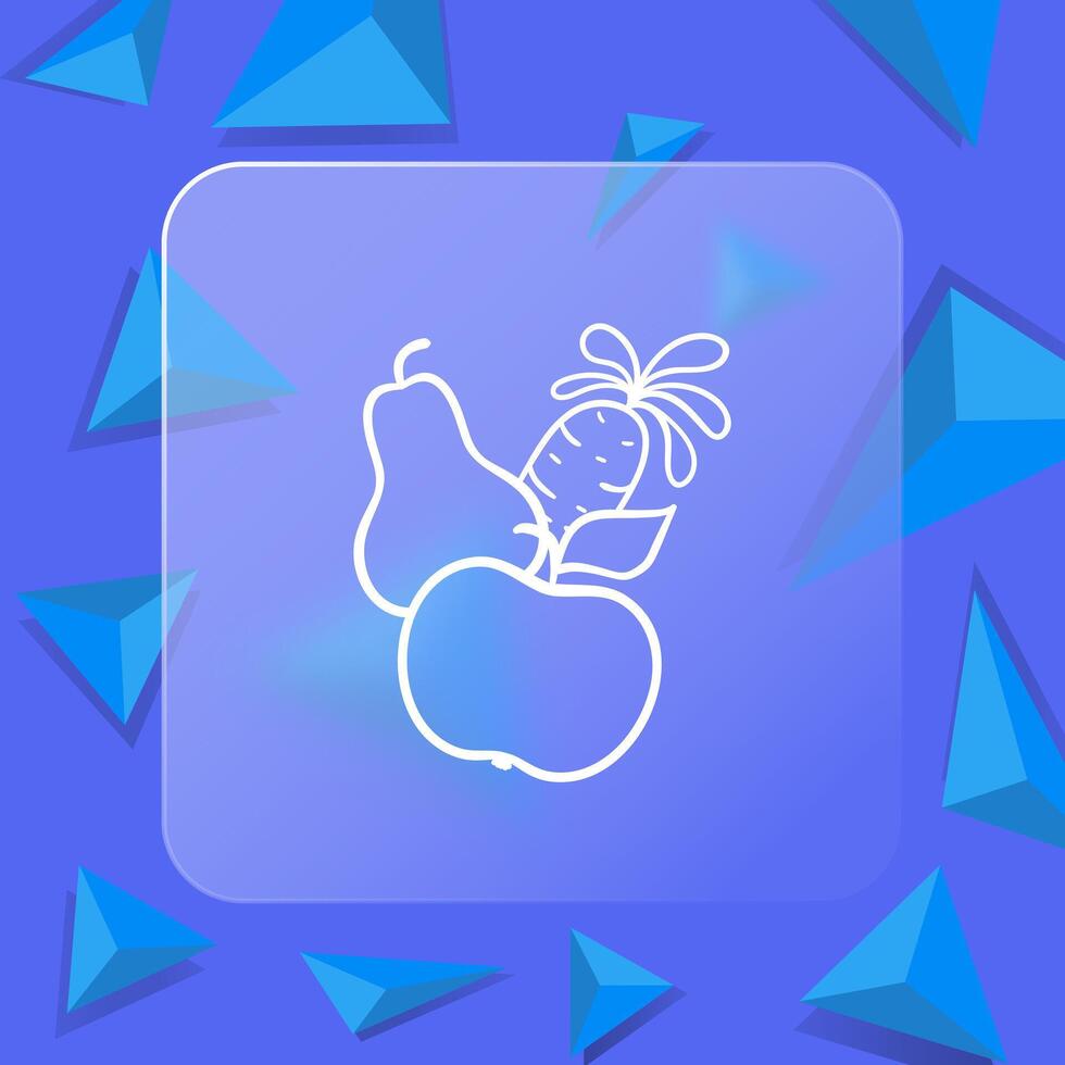 Fruit line icon. Apple, pear, healthy food, diet, fructose, syrup. Glassmorphism style. line icon vector