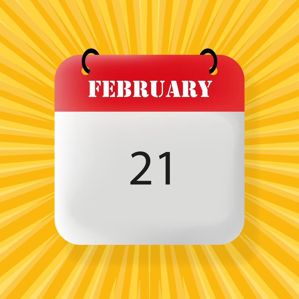 February 21 banner. Speech bubble with February 21 text. Business concept. 3d illustration. Pop art style. line icon for Business vector