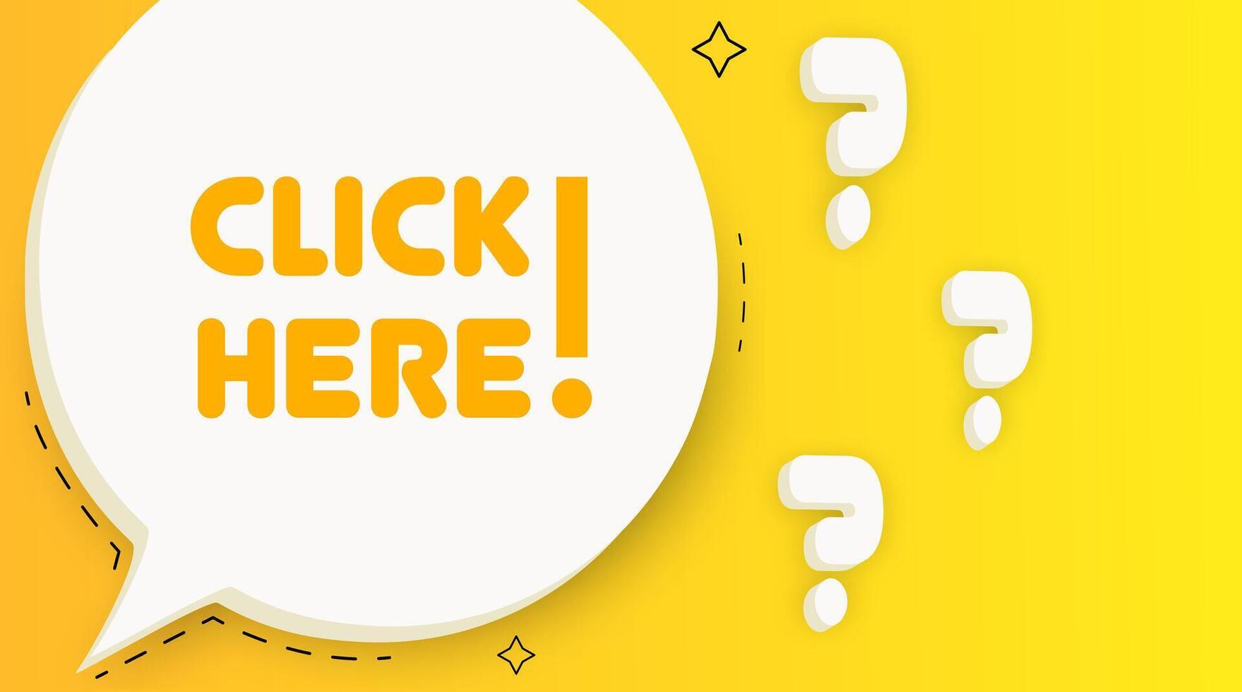 Click here banner. Speech bubble with Click here text. Business concept. 2d illustration. Pop art style. line icon for Business vector